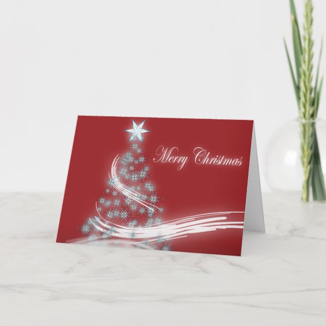 Festive Star Chic Christmas Evergreen Holiday Card (Front)