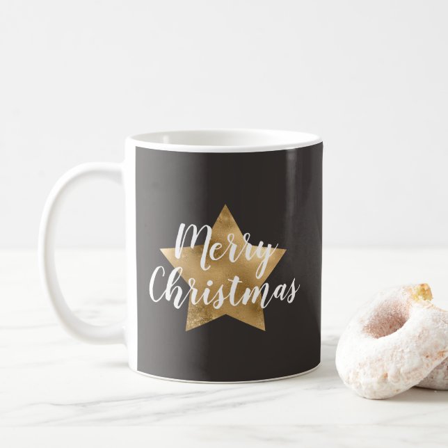 Festive Star Merry Christmas Coffee Mug (With Donut)