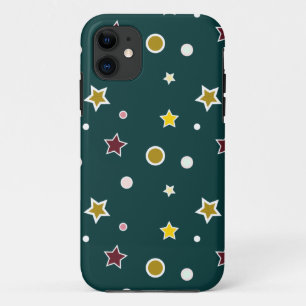 Festive Star Pattern on Dark Teal iPhone 11 Case