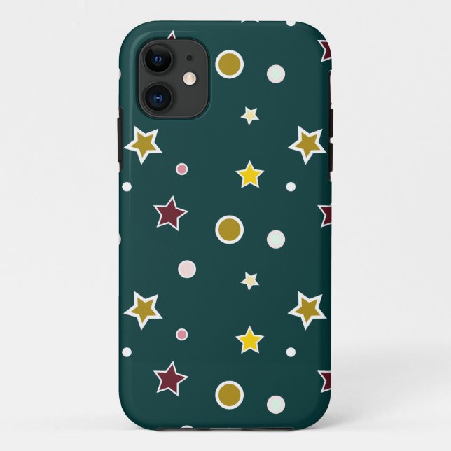 Festive Star Pattern on Dark Teal Case-Mate iPhone Case (Back)