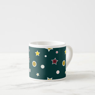 Festive Star Pattern on Dark Teal Espresso Cup