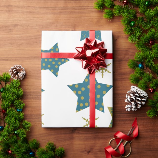 Festive starry pattern wrapping paper (Holiday Gift)