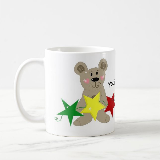 Festive Stars And Bear Coffee Mug (Left)