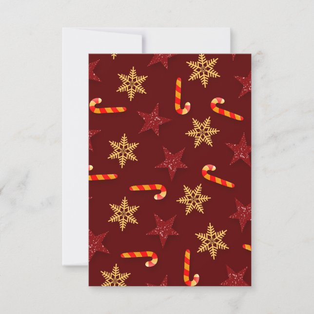 Festive Stars and Candy Canes Red Invitation (Front)