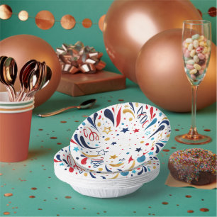 Festive Stars and Confetti Party Paper Bowls Plate