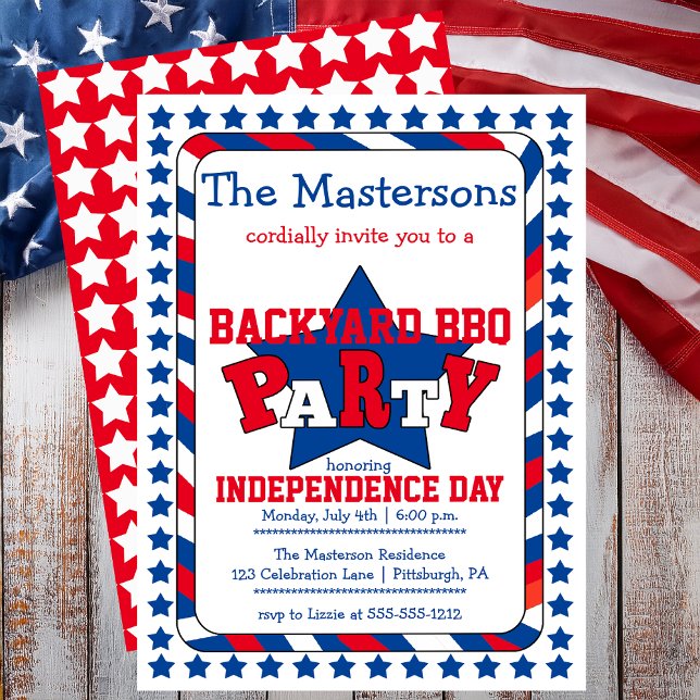 Festive Stars and Stripes Patriotic July 4th BBQ Invitation (Festive Stars and Stripes Patriotic July 4th BBQ Invitation - Print | Digital Download)