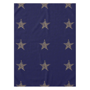 FESTIVE STARS Holiday Blessings BLUE Tablecloth