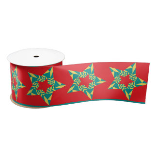 Festive stars red ribbon satin ribbon