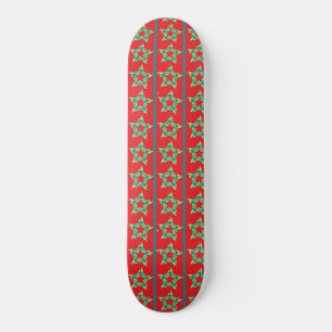 festive stars red Skateboard