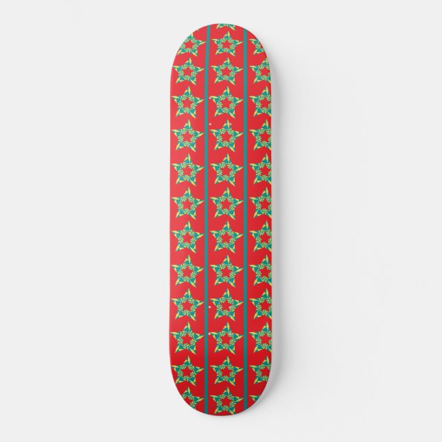 festive stars red Skateboard (Front)