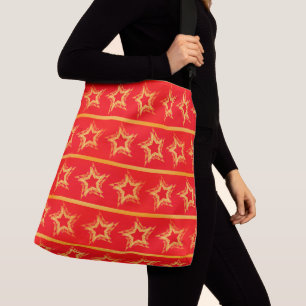 Festive stars red tote bag
