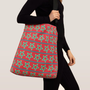 Festive stars red tote bag