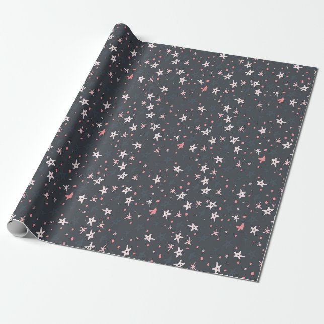 Festive Stars Wrapping Paper (Unrolled)