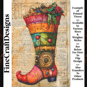 Festive Stocking Steampunk Vibe BL4 Decoupage Tissue Paper