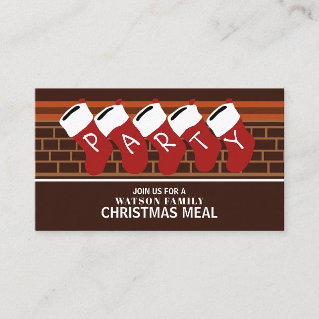 Festive stockings, Christmas Party Ticket Invite (Front)