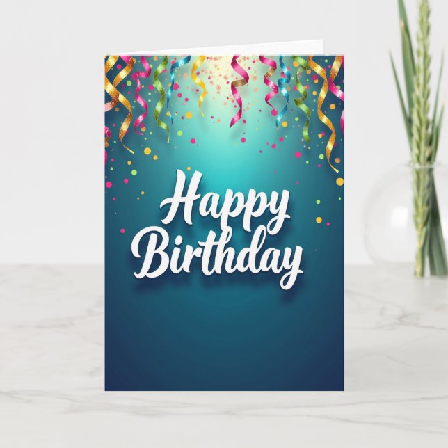 Festive Streamer Birthday Card (Front)