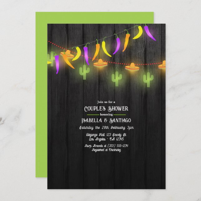 Festive String Lights Fiesta Couples Shower Invitation (Front/Back)