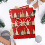Festive Stripe Christmas Tree  Wrapping Paper Sheet<br><div class="desc">Festive trees and stripe pattern make these winter Forest wrapping paper sheets perfect for the holidays.</div>