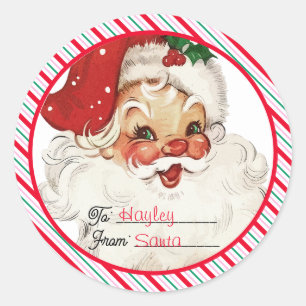 Festive Stripe From Santa Gift Classic Round Sticker