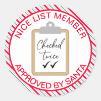 Festive Stripe Nice List Member Approved By Santa