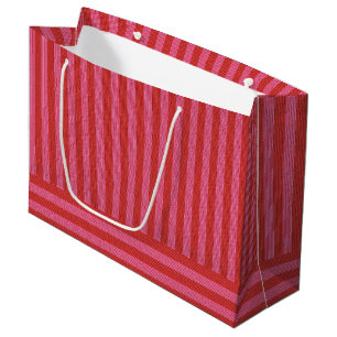 Festive stripe pink and red fun Christmas holiday Large Gift Bag