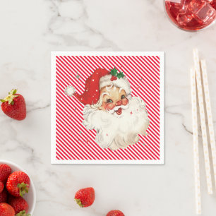 Festive Stripe Red Retro Santa Napkin