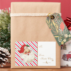 Festive Stripe Retro Santa Gift Rectangular Sticker