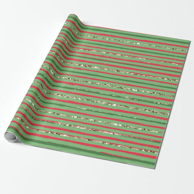 Festive Striped Delight Wrapping Paper (Unrolled)