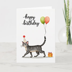 Festive Striped Feline Card
