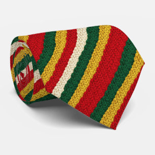 Festive Striped Knit in Red, Green, Gold, Cream Tie