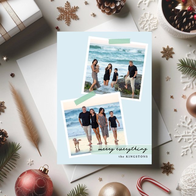 Festive Striped Tape- V1- Photo Holiday Flat Card (Creator Uploaded)