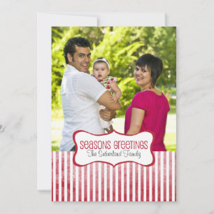 Festive Stripes Photo Holiday Greeting Card