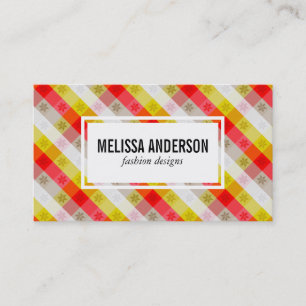 Festive Stripes Snowflakes Business Card