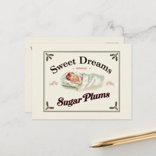 Festive sugar plums add message holiday postcard