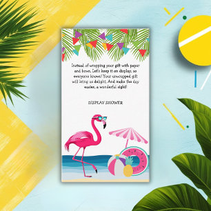 Festive Summer Beach Pink Flamingo Baby Shower Enclosure Card