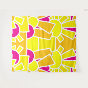 Festive Sun Doodle Art 42 Tapestry