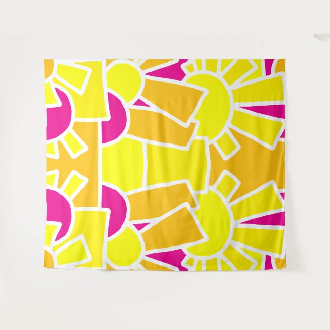 Festive Sun Doodle Art 42 Tapestry (Front (Horizontal))
