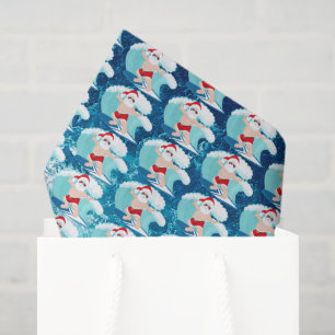 festive surfing Santa beach  Tissue Paper
