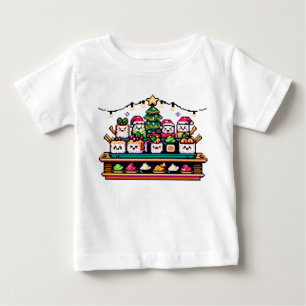 Festive Sushi Christmas Tree - Cute Pixel Art Baby T-Shirt