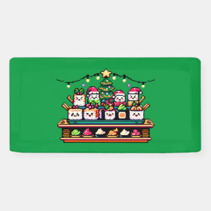 Festive Sushi Christmas Tree - Cute Pixel Art Banner