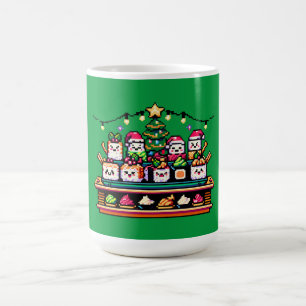 Festive Sushi Christmas Tree - Cute Pixel Art Coffee Mug