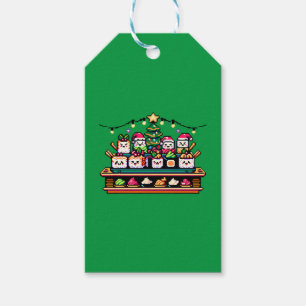 Festive Sushi Christmas Tree - Cute Pixel Art Gift Tags