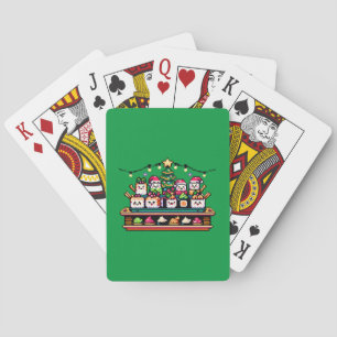 Festive Sushi Christmas Tree - Cute Pixel Art Playing Cards