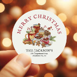 Festive Sweet Treats Christmas Return Address Classic Round Sticker<br><div class="desc">Take the strain off sending out Christmas Holiday Cards this year with these modern fun watercolor sweet treats Christmas Return Address Stickers. All text is easy to customise.</div>