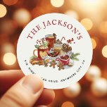 Festive Sweet Treats Christmas Return Address Classic Round Sticker<br><div class="desc">Take the strain off sending out Christmas Holiday Cards this year with these modern fun watercolor sweet treats Christmas Return Address Stickers. All text is easy to customise.</div>