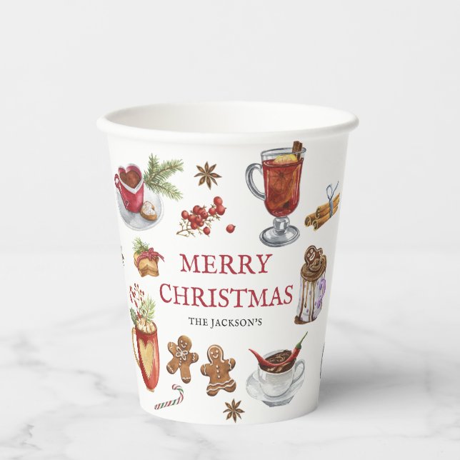 Festive Sweet Treats Merry Christmas Tableware Paper Cups (Front)