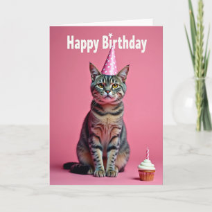 Festive Tabby Cat Birthday Card