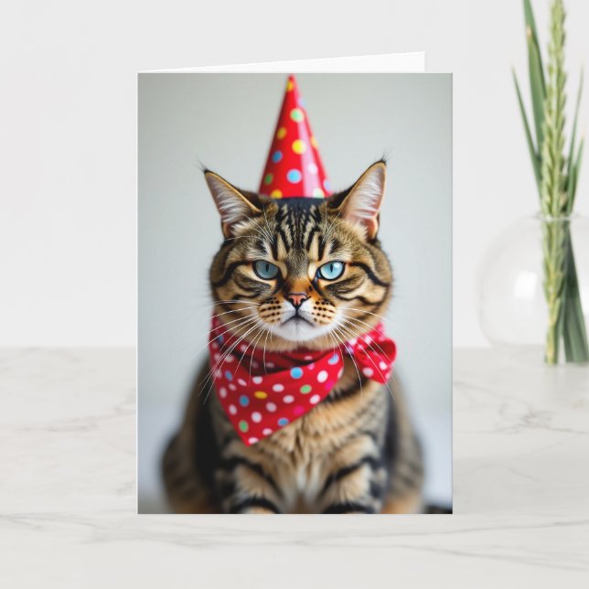 Festive Tabby Cat Card (Front)