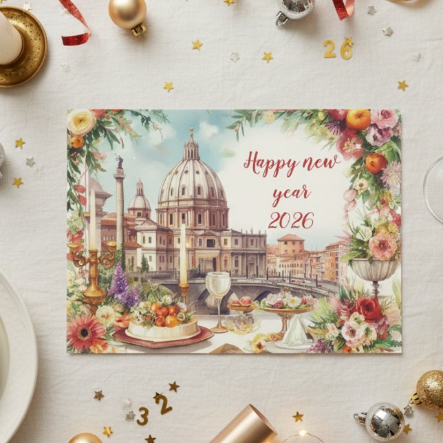 Festive Table in Italy New Year Postcard (Creator Uploaded)