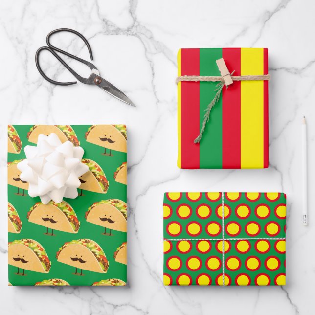 Festive Taco Wrapping Paper Set (Front)